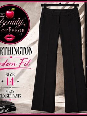 💞 Worthington Modern Fit Black Trouser Pants Size 14 Classic Workwear